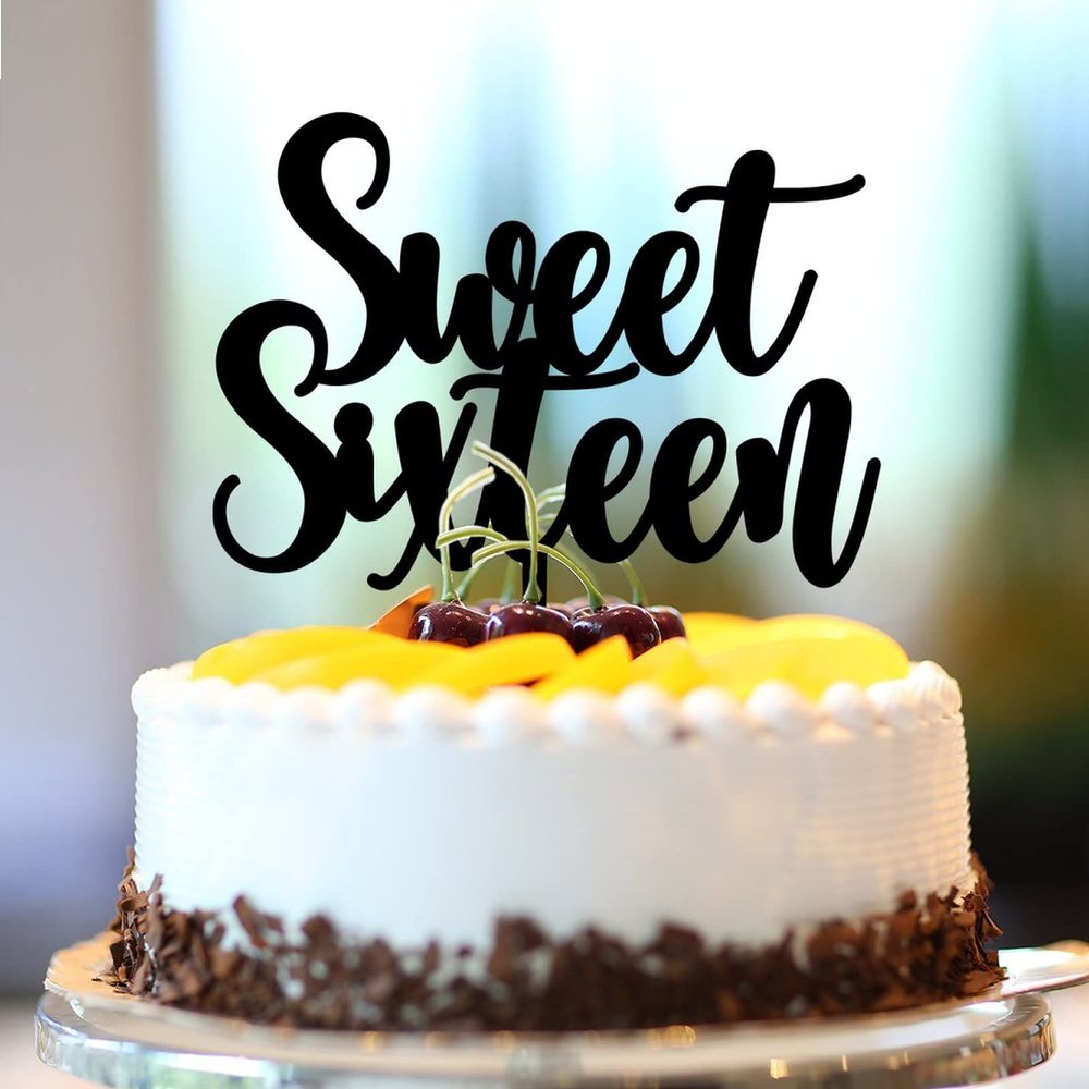 16th Birthday Cake Decorations Happy Birthday Cake Topper Sweet 16 Custom Name Any Age Number Sixteen 16 Years Old 16th Anniversary Birthday Keepsake Gifts For Family Friends Acrylic Black