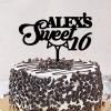 16th Birthday Party Favors Birthday Cake Topper Sweet 16 Personalized Name Any Age Number Sixteen 16 Years Old 16th Anniversary Birthday Gifts For Children Kids Acrylic Black view 3