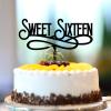16th Birthday Acrylic Black Cake Toppers Sweet 16 Sixteen 16 Years Old Happy Birthday Party Supplies Personalized Name Any Age Number 16th Anniversary Birthday Present For Children Kids view 1