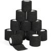 12 Pack Self Adhesive Bandage Wrap 2 Inches x 5 Yards Elastic Bandage Wrap Self Adherent Cohesive Tape Bandages for Wrist Ankle Vet Wrap for Dogs Swelling Sprains Athletic Tape Grip Cover (Black) view 1