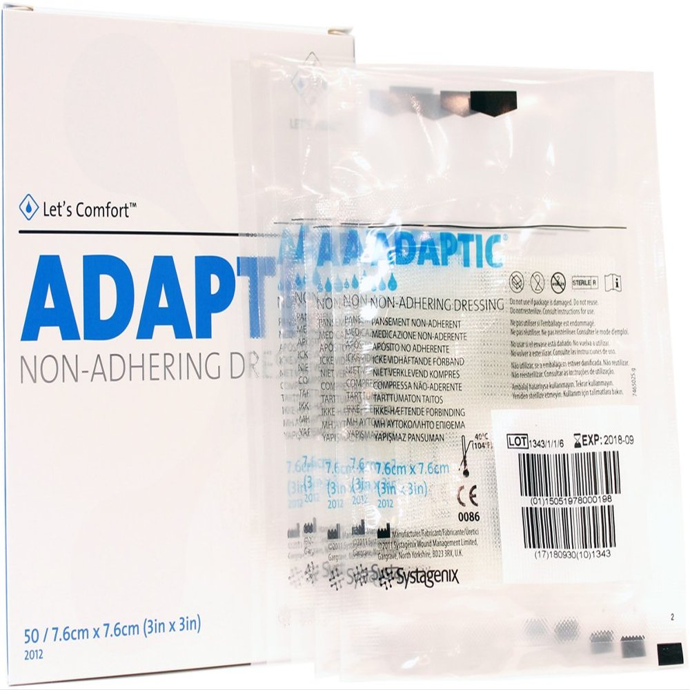 2 Set- Systagenix Adaptic Non-Adhering Dressing 3" x 3" (Pack of 5)