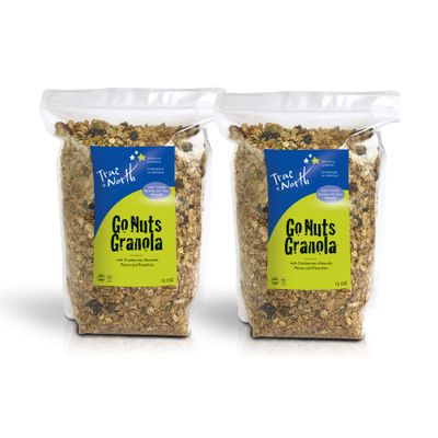 True North Granola  Go Nuts Granola with Dried Cranberries, Almonds, Coconut, Pecans and Pistachios, All Natural and Non-GMO, 12 oz. (Pack of 2)