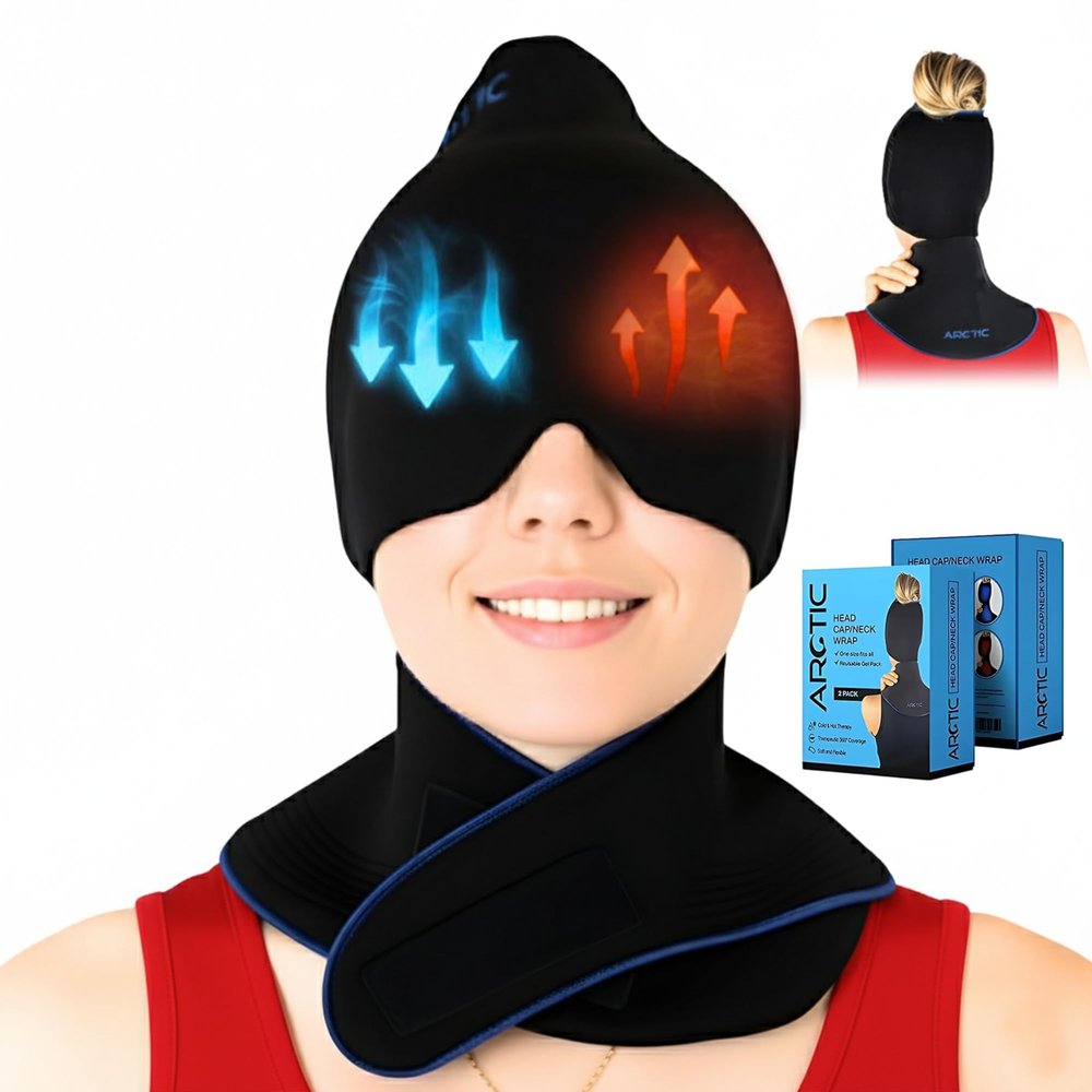Value Pack - Headache Relief Cap + Neck Ice Wrap | Cold Cap for Migraines | Migraine Cap Set Best Gifts for People With Migraines | Flexible Ice Headache Cap for Cooling Migraine Pain & Sinus Relief