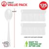 (125-Count) Plastic Spoons, Disposable Silverware for Dinner, Heavy Duty Utensils, Heavyweight Party Flatware, Bulk Cutlery in White - Stock Your Home view 2