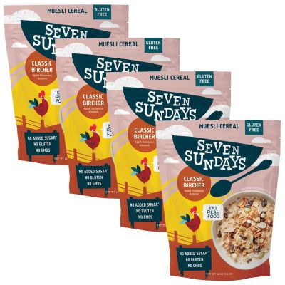 Seven Sundays Muesli Cereal, Classic Bircher Apple Cinnamon Almond, 32 Oz Bag (Pack of 4), Gluten Free, 0g Added Sugar, Enjoy Warm, Cool or as Overnight Oats