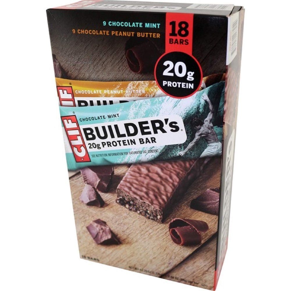 2 set- Clif Builders Protein Bars Variety 9 Pack Mint & 9 Peanut Butter