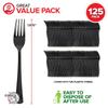 (125-Count) Plastic Forks, Disposable Silverware for Dinner, Heavy Duty Utensils, Heavyweight Party Flatware, Bulk Cutlery in Black - Stock Your Home view 2