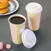Pink Iridescent Paper Cups 16 oz [20 pack] Disposable Double Insulated Coffee Cup with Lids Hot Cold Drinks Tea Milk Beverages Holographic Pastel Party Decorations Travel Birthday Wedding Christmas view 4