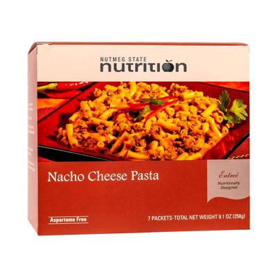 Nutmeg State Nutrition High Protein Entree, Low Calorie, Low Carb, Bariatric Diet Friendly, Ideal Protein Compatible, Gluten Free, 7 Servings Per Box (Nacho Cheese Pasta)