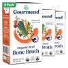 Organic Unsalted 16.9oz Beef Bone Broth from Gourmend Foods (3 Pack)  Just 10 Ingredients, Low FODMAP Certified, Filler Free, Gluten Free, Non-GMO, Onion & Garlic Bulb Free view 1