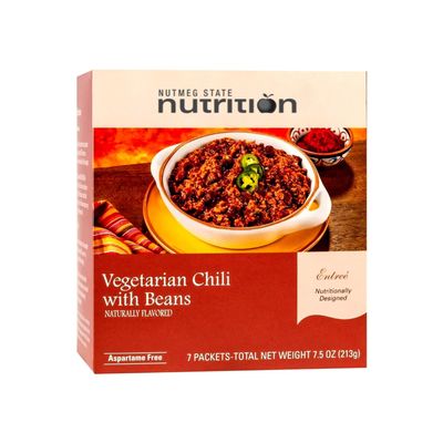 Nutmeg State Nutrition High Protein Entree, Low Calorie, Low Carb, Bariatric Diet Friendly, Ideal Protein Compatible, Gluten Free, 7 Servings Per Box (Vegetarian Chili with Beans)