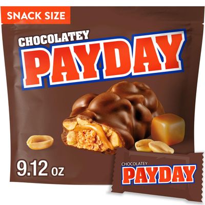 PAYDAY Chocolatey Peanut Caramel Snack Size, Candy Bag, 9.12 oz