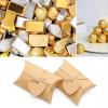 Saihisday 50PCS 5 x 3.5 Inches Kraft Pillow Boxes Large Kraft Pillow Candy Box Mini Foldable Gift Box Gift Boxes Jewelry Soap Packaging for Anniversary, Birthday, Graduation Halloween Party (Heart-shaped Blank Tag) view 1