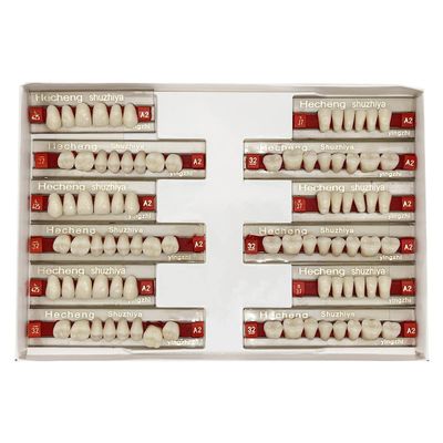 84 Pcs False Teeth Dental Complete Acrylic Resin Denture Teeth, 3 Sets Whole Teeth Synthetic Polymer Denture Tooth, 23 Shade A2 Upper + Lower Dental Materials for Replacement, DIY or Halloween