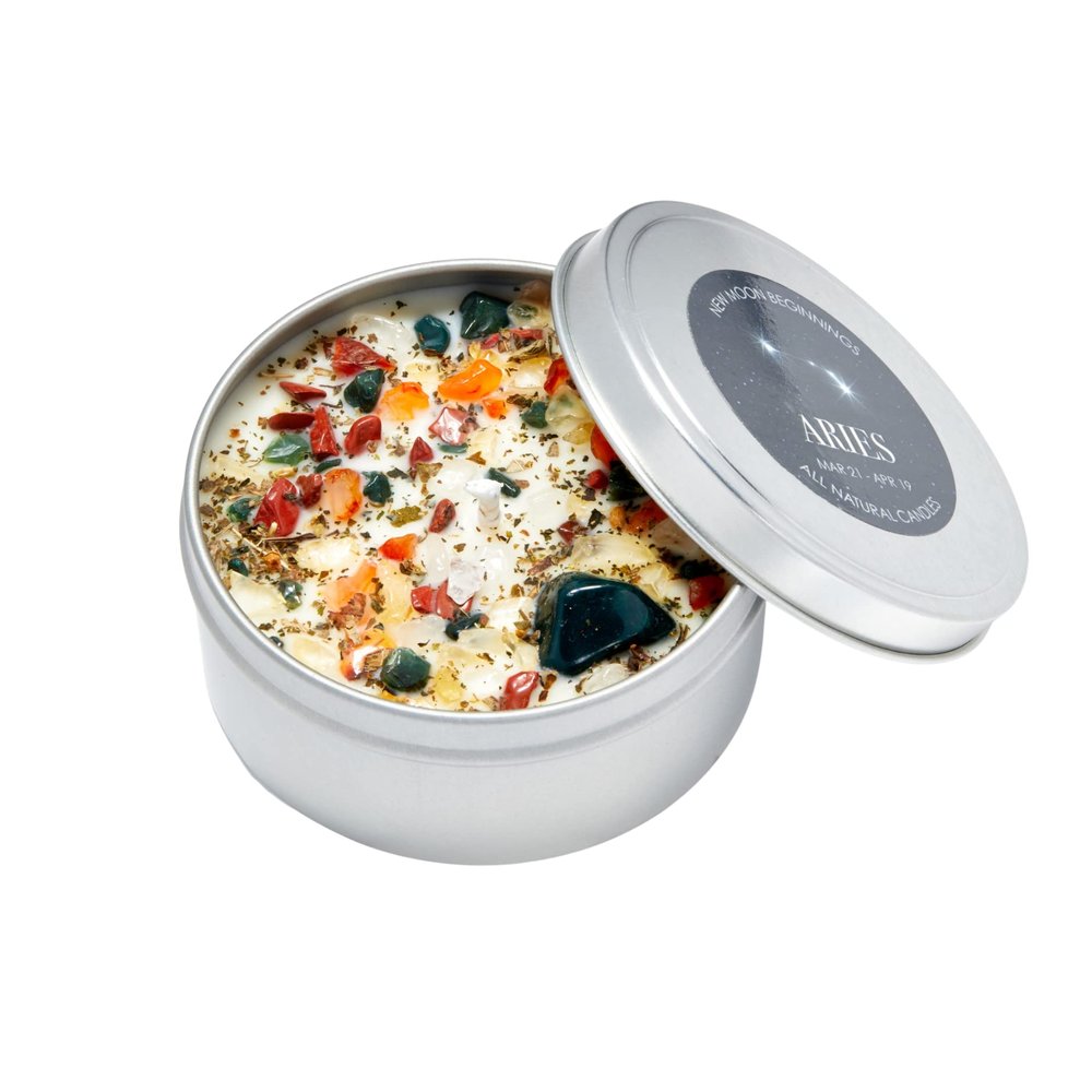 Aries Zodiac Candle (Mar. 21 - Apr. 19) - Soy Candle - All Natural Aromatherapy Candle - Aries Horoscope Candle- 8 oz Tin