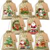 FLOE 24Pcs Christmas Burlap Gift Bags with Drawstring, 5x7in Christmas Linen Treat Bags with Tag Goody Gift Bag Small Jute Xmas Candy Reusable Gifts Wrapping Bag Xmas Holiday Party Favors Linen Sacks view 1