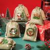 FLOE 24Pcs Christmas Burlap Gift Bags with Drawstring, 5x7in Christmas Linen Treat Bags with Tag Goody Gift Bag Small Jute Xmas Candy Reusable Gifts Wrapping Bag Xmas Holiday Party Favors Linen Sacks view 3