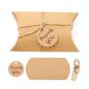 Saihisday 50PCS Kraft Pillow Boxes, 5.2x3.5x1.6 Inches Candy Favor Paper Box, Brown Gift Box with Jute Twines and Tag for Candy Chocolate Bakery Birthday Graduation Wedding Party ("Thank you" Text Tag) view 2