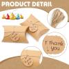 Saihisday 50PCS Kraft Pillow Boxes, 5.2x3.5x1.6 Inches Candy Favor Paper Box, Brown Gift Box with Jute Twines and Tag for Candy Chocolate Bakery Birthday Graduation Wedding Party ("Thank you" Text Tag) view 4