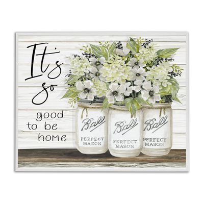 Stupell Industries So Good To Be Home Phrase Charming Floral Bouquet, Design by Cindy Jacobs, 11 x 14