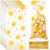 100 Pcs Boho Candy Bags Groovy Hippie Boho Treat Bags Boho Sun Party Favor Supplies Bag with 100 Pieces Golden Twist Ties for Birthday Wedding Baby Shower Groovy Retro Hippie Party Supplies view 1