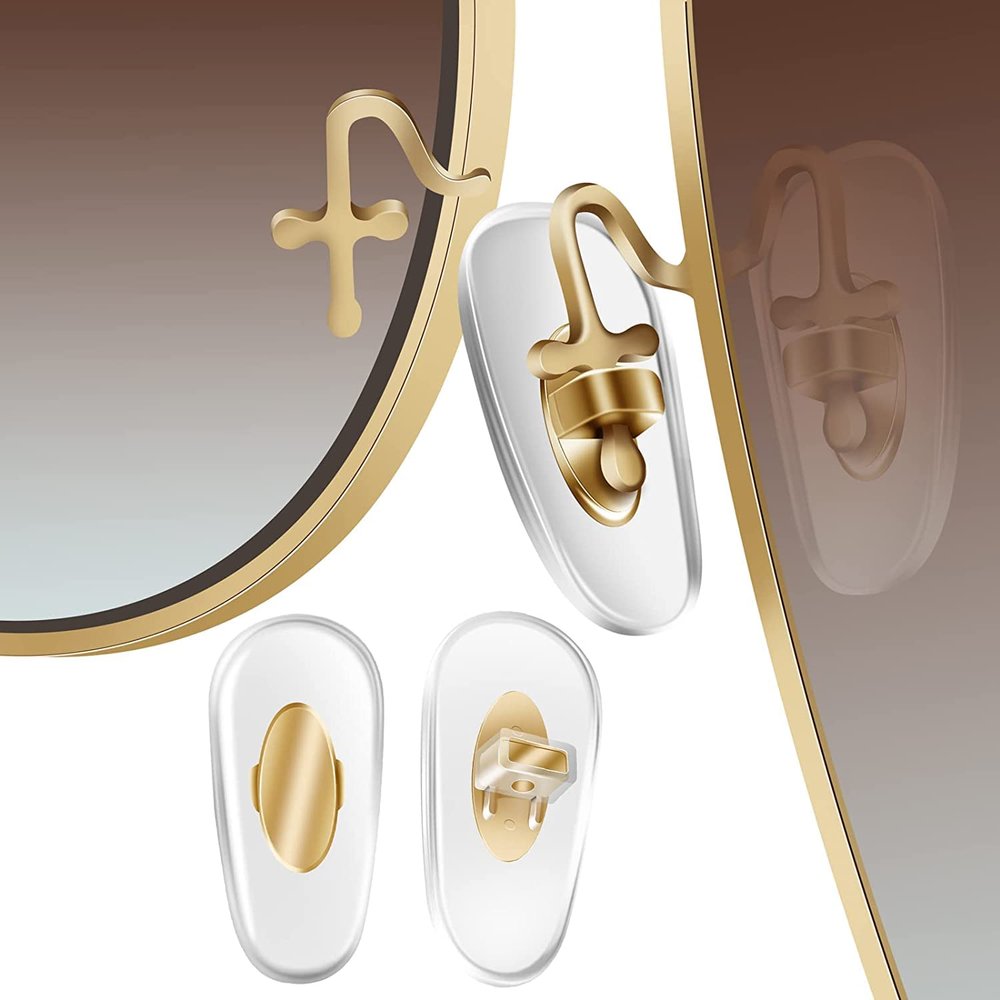 Auzky 5 Pairs Replacement Nose Pads for RayBan RB3526, RB4071, RB6335, RB6375, RB7186 More Plug-in/Push in Eyeglasses, Sunglasses Models (Gold)