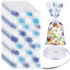 Boao 100 Pcs Christmas Cellophane Treat Bags Snowflake Goodie Candy Bag with Ribbon for Winter Holiday Christmas Party Supplies(Blue White Bag with White Ribbon) view 1