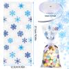 Boao 100 Pcs Christmas Cellophane Treat Bags Snowflake Goodie Candy Bag with Ribbon for Winter Holiday Christmas Party Supplies(Blue White Bag with White Ribbon) view 2