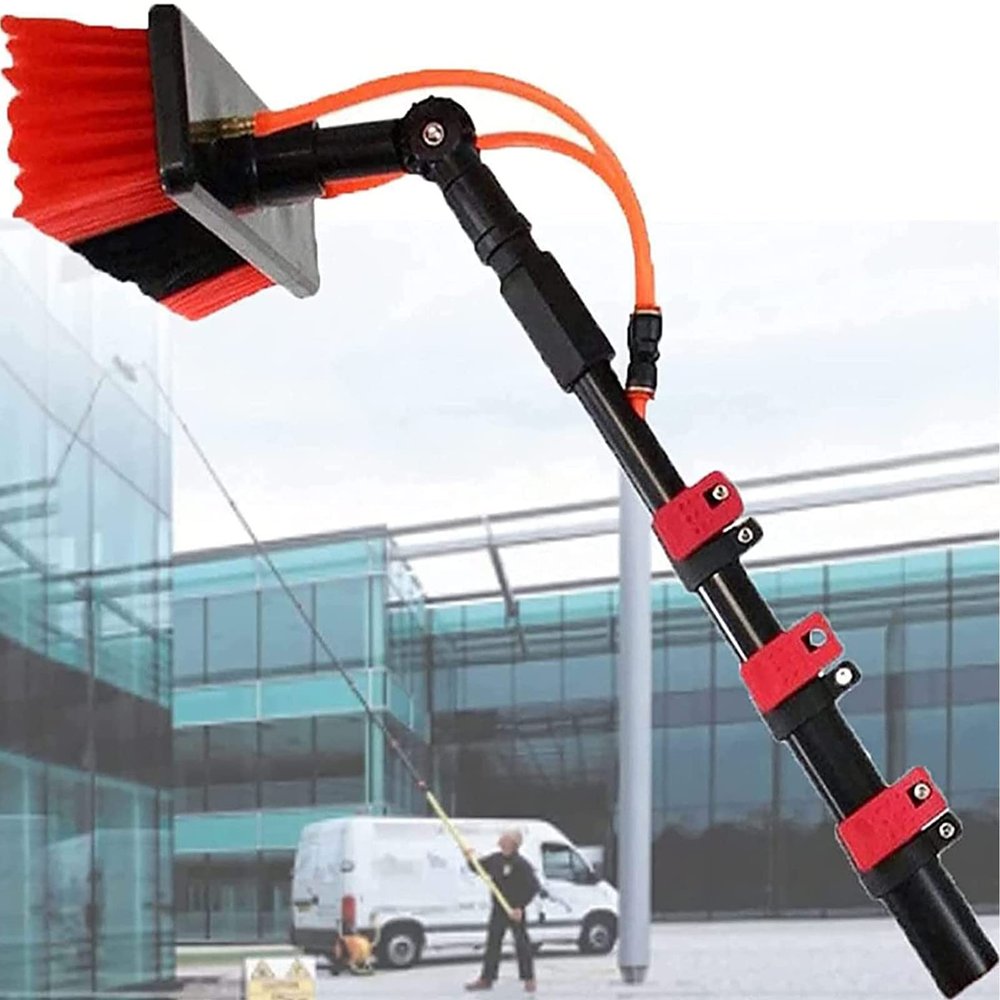 CHUNTIANMEI Water Fed Pole Kit,Water Fed Telescopic Brush with 20m Hose,Window and Solar Panel Cleaning Pole Telescopic Brush,Professional Washing Equipment Tool Solution,Brushhead35cm-6m/20FT