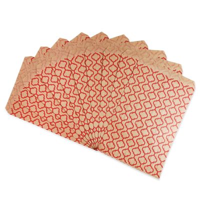 CuteBox 300pcs Red Trellis Flat Paper Gift Bags (6" x 9") for Merchandise, Party Favors, Small Gifts, Handmade Goods, Arts and Crafts, Outdoor Events, Holidays, Weddings