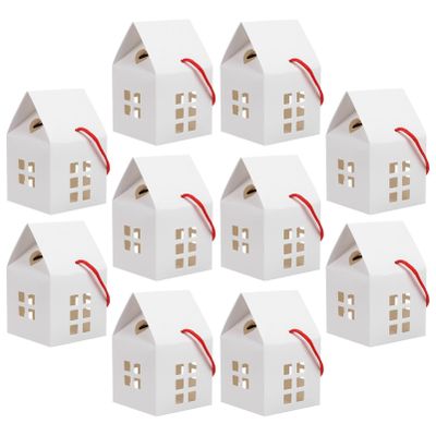 Garneck 10Pcs House Shaped Candy Boxes Kraft Paper Boxes for Cookies Party Favors Wedding Birthday Holiday Packaging