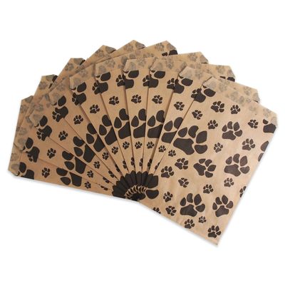 CuteBox Pawprint Kraft Flat Paper Gift Bags 100pcs (4" x 6") for Crafts, Party Favors, Retail, Merchandise, Tradeshows, Handmade Goods, Arts and Crafts, Outdoor Events, Holidays, Weddings