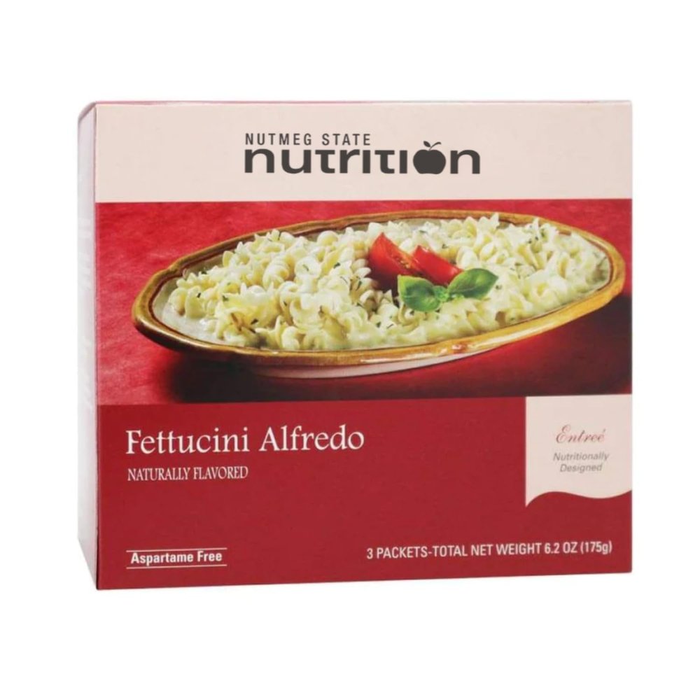 Nutmeg State Nutrition  High Protein Entree, Low Calorie, Low Carb, Bariatric Diet Friendly, Ideal Protein Compatible, 3 Servings Per Box (Fettucini Alfredo)