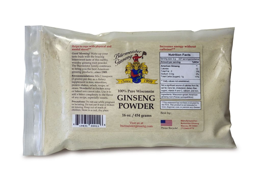 100% Pure American Ginseng Powder, 16 oz (454g), , , Non-GMO, Additives Free, Natural Energy, Enhance Mental and Physical Performance (16 oz.)