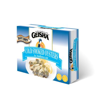 GEISHA Cold Smoked Oysters in Sunflower Oil 3.75oz(Pack of 12), Smoked Oysters | Zero Trans Fat - No Sugar Added  Farm Raised  Good Source of Iron  Gluten Free  Good Source of Protein