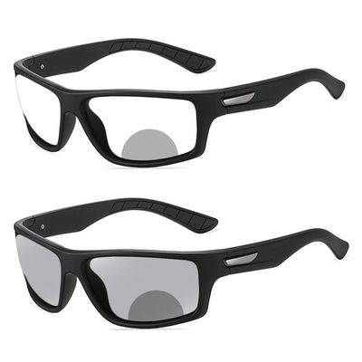 Transition Photochromic Bifocal Reading Glasses Men Sports Square Wrap Around Readers Sunglasses Anti UV Ray Eyestrain (black, 4, multiplier_x)