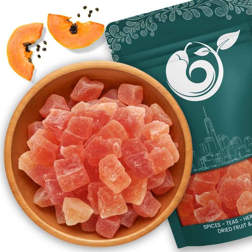 NY SPICE SHOP Dried Papaya Chunks  3 Pound Diced Papaya - Hawaiian Papayas Fruit - Fresh Organic Dried Fruit Papaya - Giant Papayas Fresh