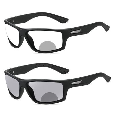 Transition Photochromic Bifocal Reading Glasses Men Sports Square Wrap Around Readers Sunglasses Anti UV Ray Eyestrain (black, 3, multiplier_x)