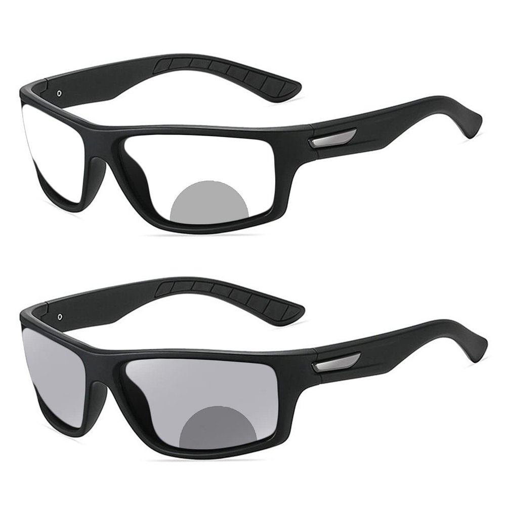 Transition Photochromic Bifocal Reading Glasses Men Sports Square Wrap Around Readers Sunglasses Anti UV Ray Eyestrain (black, 3, multiplier_x)