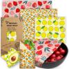 Beeswax Wrap - 3 Pack, Beeswax Wraps For Food, Organic, Sustainable, Biodegradable, Zero Waste, Reusable Beeswax Food Wrap, 1L Strawberry, 1M Orange, 1S Lemon Patterns view 1