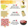 Beeswax Wrap - 3 Pack, Beeswax Wraps For Food, Organic, Sustainable, Biodegradable, Zero Waste, Reusable Beeswax Food Wrap, 1L Strawberry, 1M Orange, 1S Lemon Patterns view 3