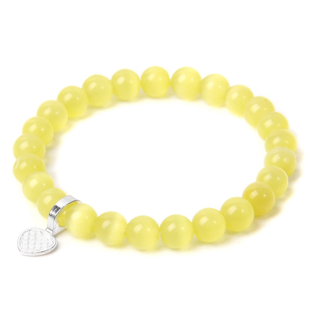8 Mm White Moonstone Beads Bracelets Women Mineral Stone Balance Yoga Mala Prayer Braelet Men Classic Handmade Stretch Bangle,1,19 cm