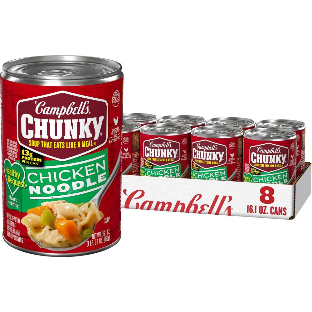 Campbell's Chunky Healthy Request Chicken Noodle Soup, 16.1 oz Can (8 Pack)