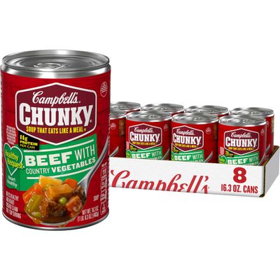 Campbells Chunky Healthy Request Soup, Beef Soup with Country Vegetables, 16.3 Oz Can (Case of 8)