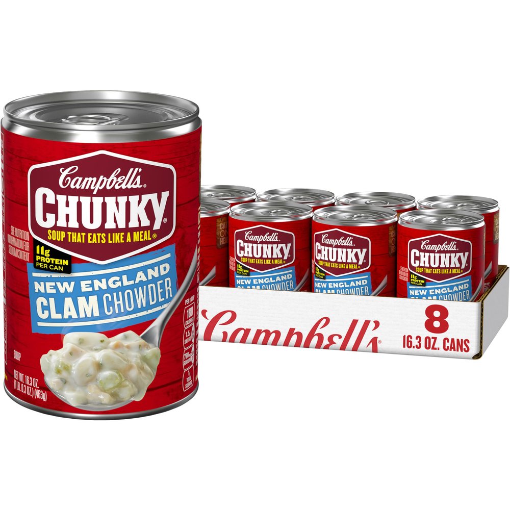 Campbells Chunky Soup, New England Clam Chowder, 16.3 Oz Can (Case of 8)