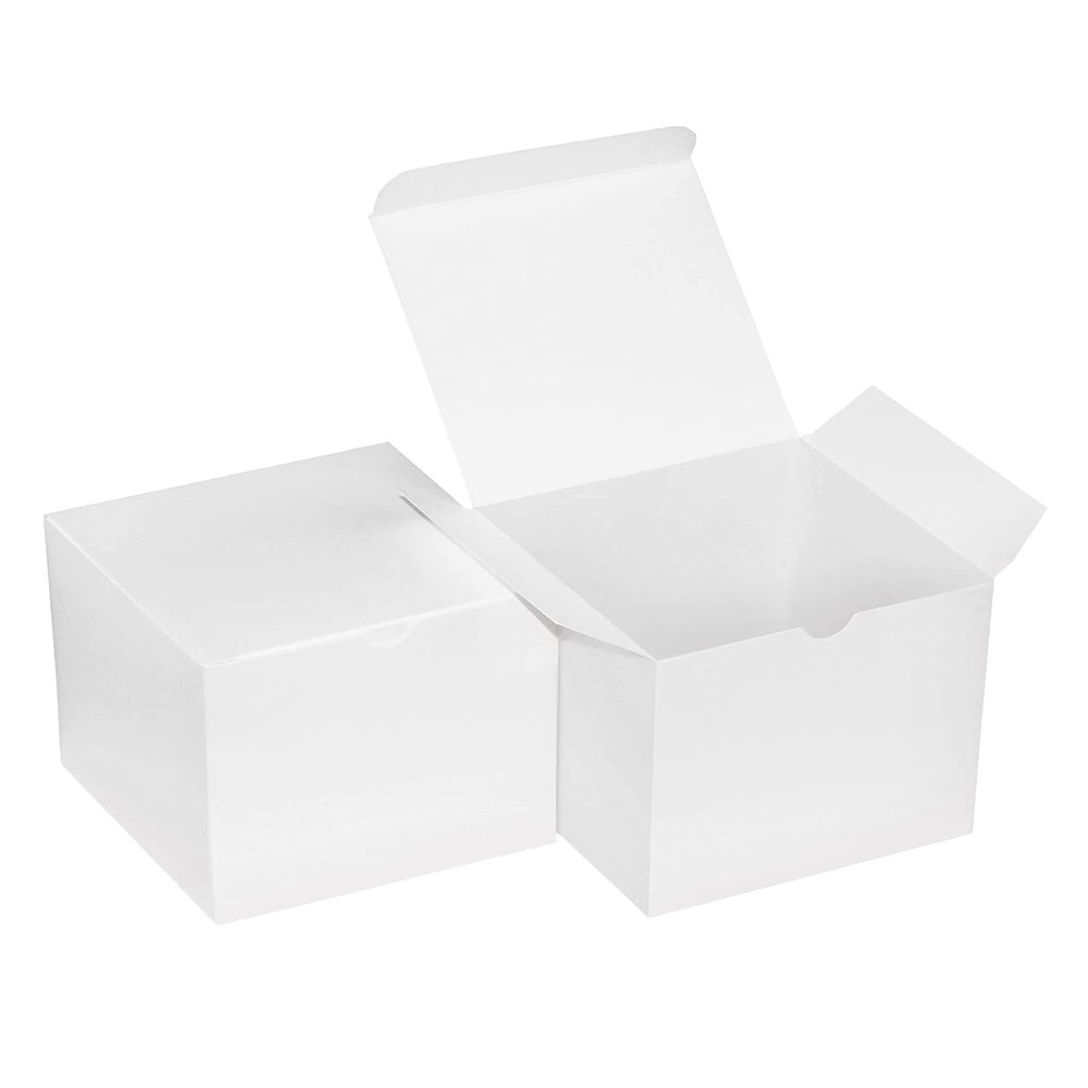 Xxcxpark 30 PCS White Gift Boxes 5x5x3.5 Inches, Decorative Party Favor Kraft Paper Gift Packaging Box with Lid for DIY Crafting, Cube, Cupcake, Kraft Present Boxes for Birthday, Wedding