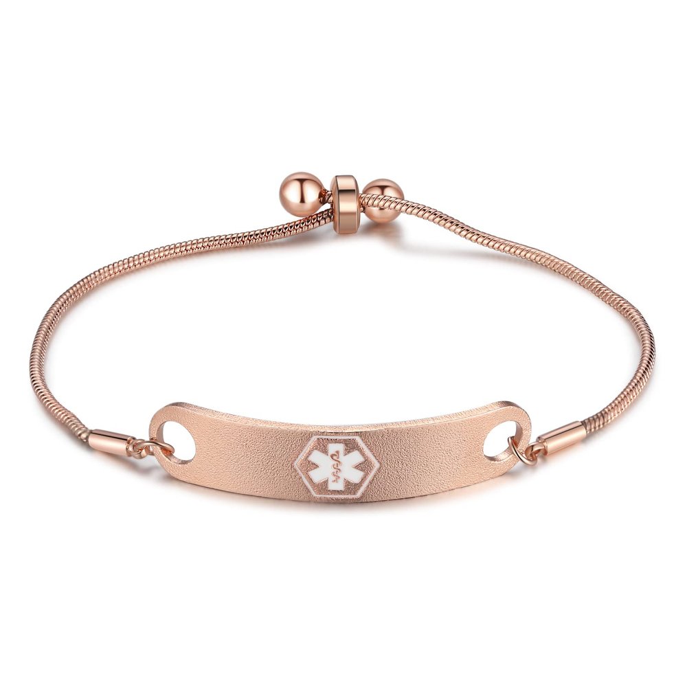 JewelOra Custom Medical Alert Bracelets for Women, Personalized Engraved Emergency Medical Bracelets Adjustable Med Alert Link Bracelet Jewelry