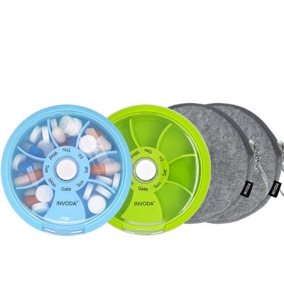 4PCS Pill Organizer Pill Cases Weekly Cute Round Pill Box Travel Pill Container Portable Small Medicine Organizer