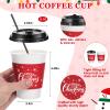 Meanplan 60 Set 12 oz Christmas Disposable Coffee Cups with Lids Sleeves and Stir Straws Xmas Paper Leak Proof Hot Coffee Cups Mug for Cocoa Cold Drinks Hot Chocolate Beverage Christmas Party Supplies view 3