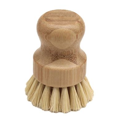 Dishwashing Brush Bamboo Palm Brush Circular dishwashing Brush Pot Kitchen Sink dishwashing Brush Bamboo dishwashing Brush Suitable for Kitchen Restaurant dishwashing Kitchen Cleaning Tools